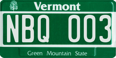 VT license plate NBQ003