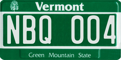 VT license plate NBQ004