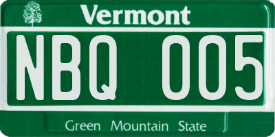 VT license plate NBQ005