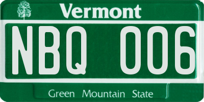 VT license plate NBQ006