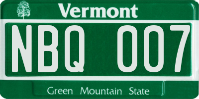VT license plate NBQ007