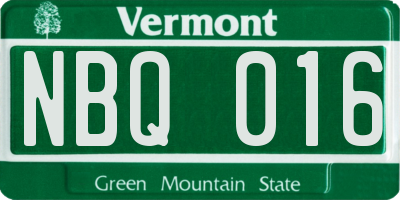 VT license plate NBQ016