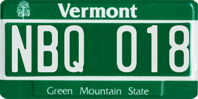 VT license plate NBQ018