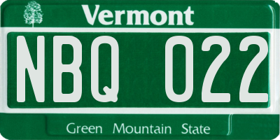 VT license plate NBQ022