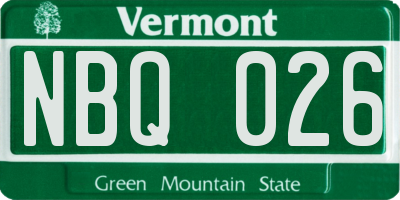 VT license plate NBQ026