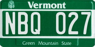 VT license plate NBQ027