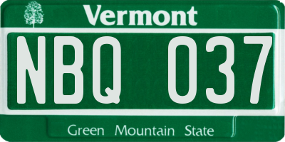 VT license plate NBQ037