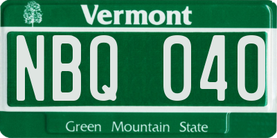 VT license plate NBQ040