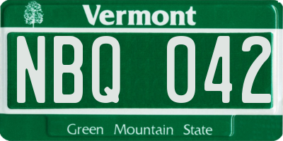 VT license plate NBQ042