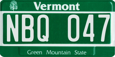 VT license plate NBQ047