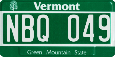 VT license plate NBQ049