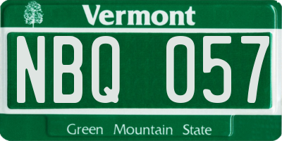 VT license plate NBQ057