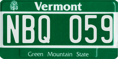 VT license plate NBQ059