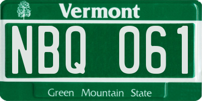 VT license plate NBQ061