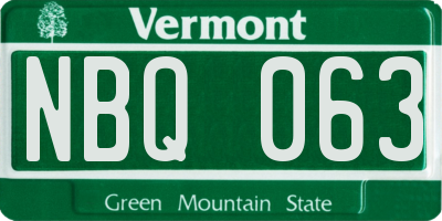 VT license plate NBQ063