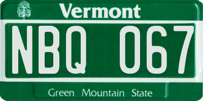 VT license plate NBQ067