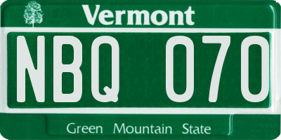 VT license plate NBQ070