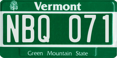 VT license plate NBQ071