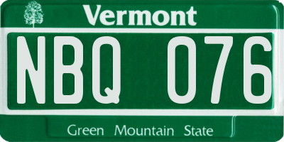 VT license plate NBQ076