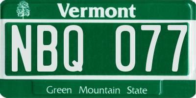 VT license plate NBQ077