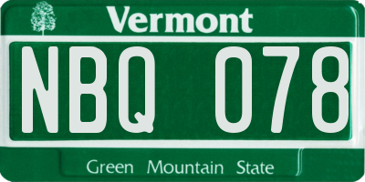 VT license plate NBQ078