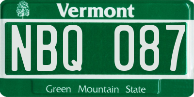 VT license plate NBQ087