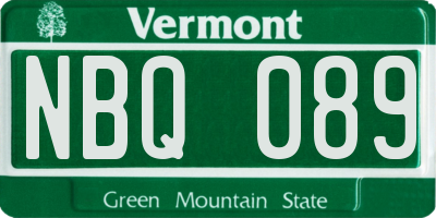 VT license plate NBQ089