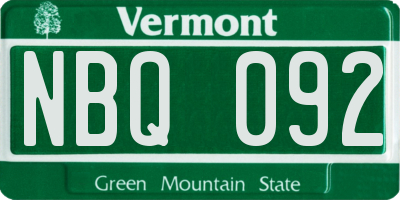 VT license plate NBQ092