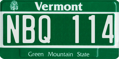 VT license plate NBQ114