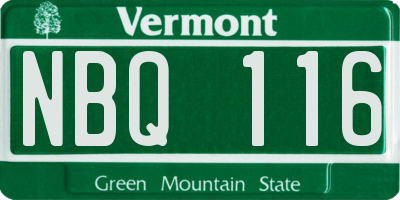 VT license plate NBQ116