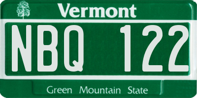 VT license plate NBQ122