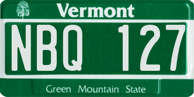 VT license plate NBQ127