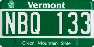 VT license plate NBQ133