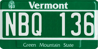 VT license plate NBQ136