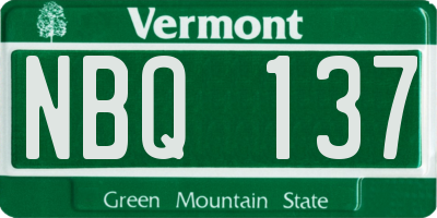 VT license plate NBQ137
