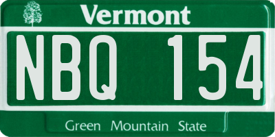 VT license plate NBQ154
