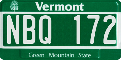 VT license plate NBQ172
