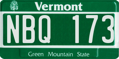 VT license plate NBQ173