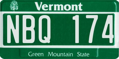 VT license plate NBQ174