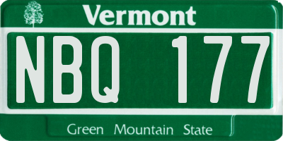 VT license plate NBQ177