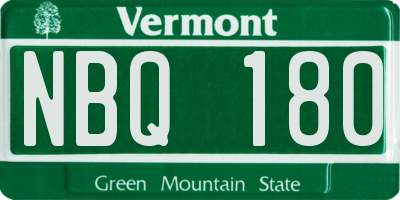 VT license plate NBQ180