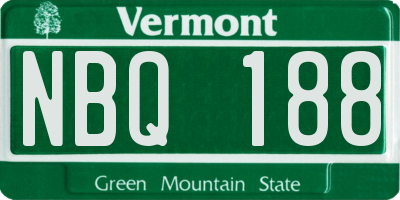 VT license plate NBQ188