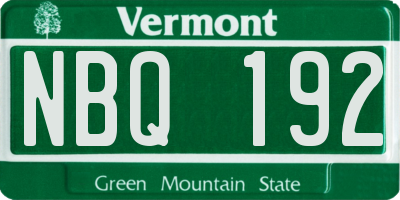 VT license plate NBQ192