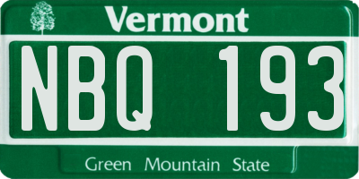 VT license plate NBQ193