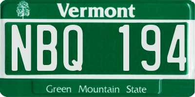 VT license plate NBQ194