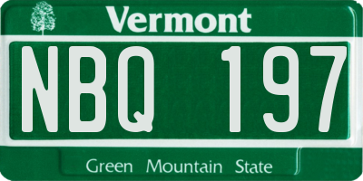 VT license plate NBQ197