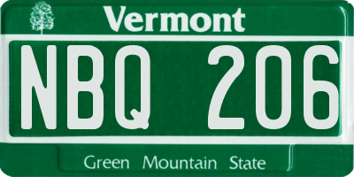 VT license plate NBQ206