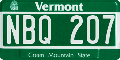 VT license plate NBQ207