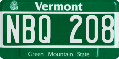 VT license plate NBQ208