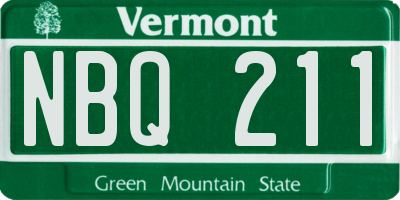 VT license plate NBQ211